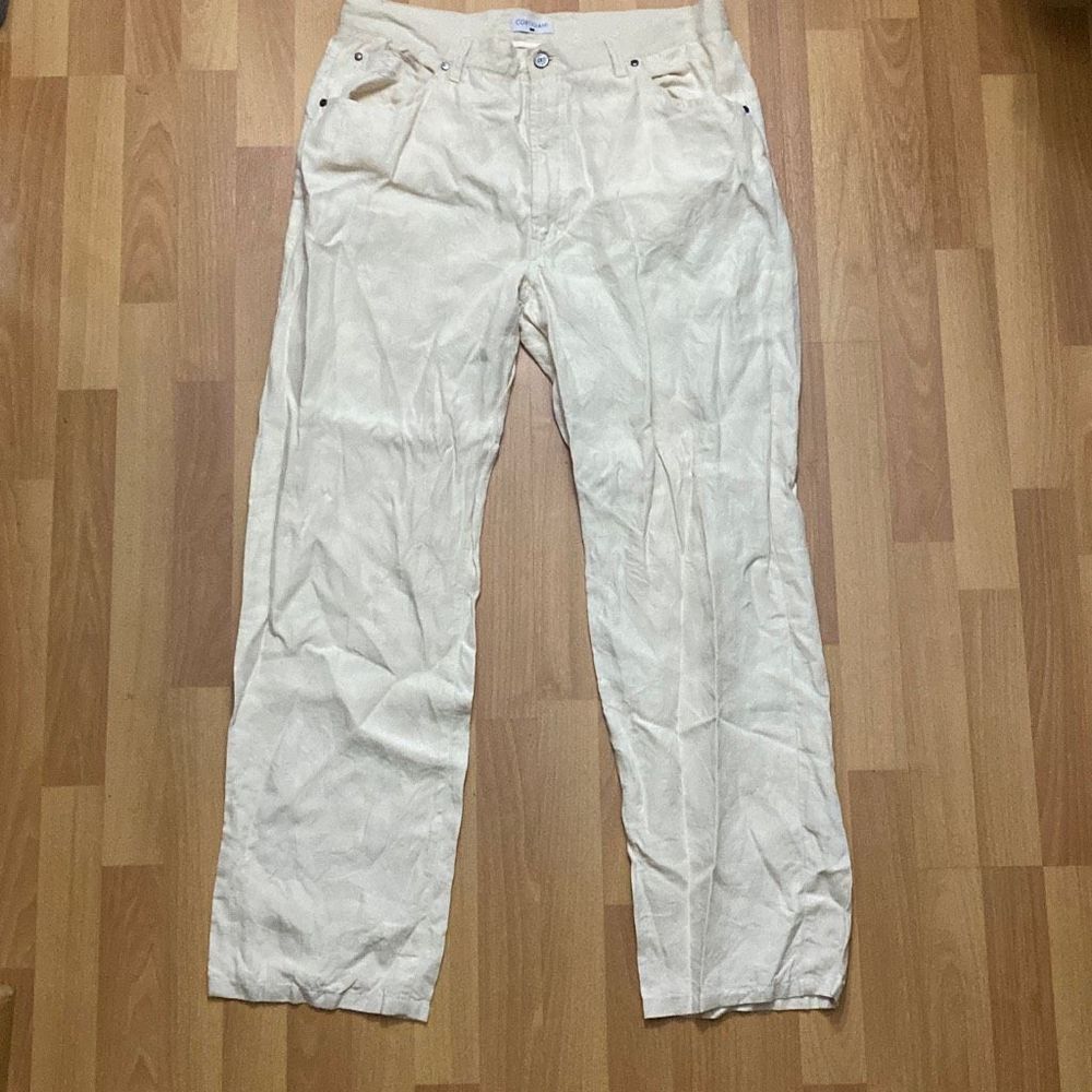 CORTIGIANI 100% Linen Beige Jean Pants Men 38 Made in Italy